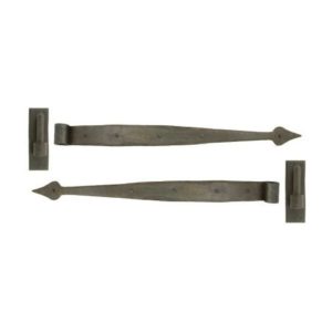 A pair of wrought iron barn door hook and band hinges-0