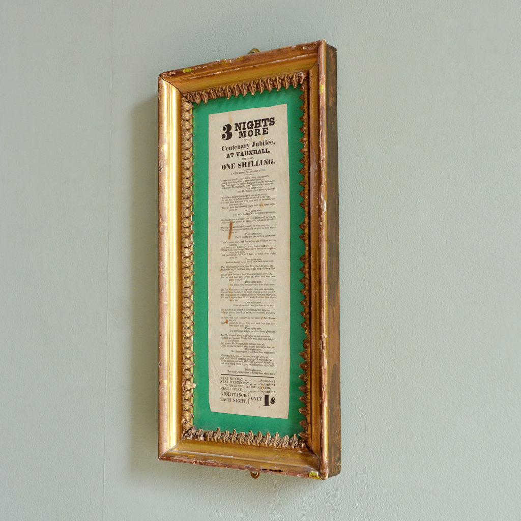 A framed handbill for Vauxhall Gardens Centenary Jubilee,-94816