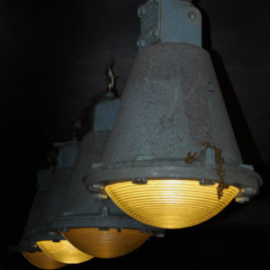 A series of factory pendant lights by Holophane-0