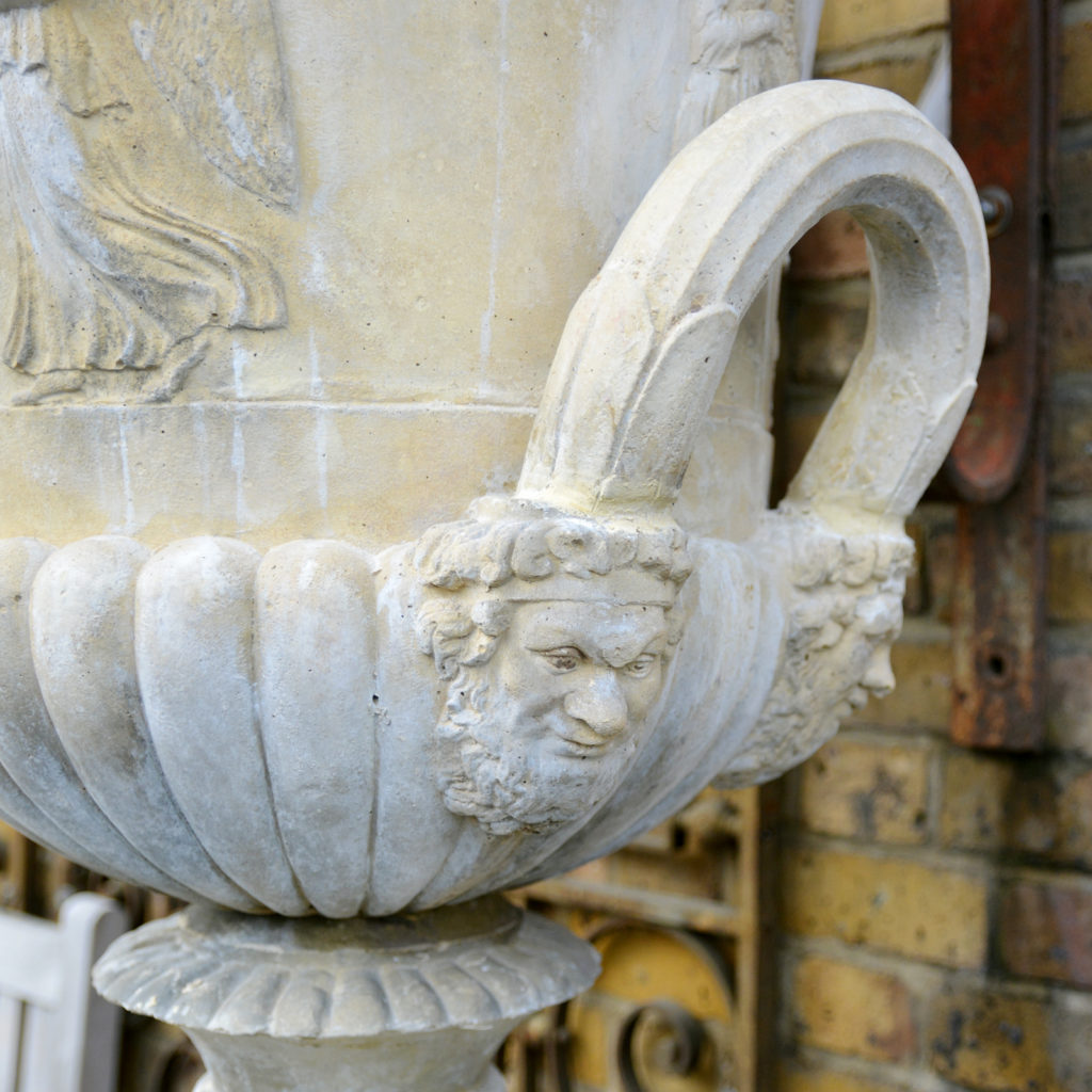 An English reconstituted stone Campana urn,-86512