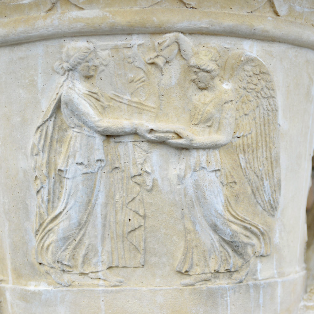 An English reconstituted stone Campana urn,-86511