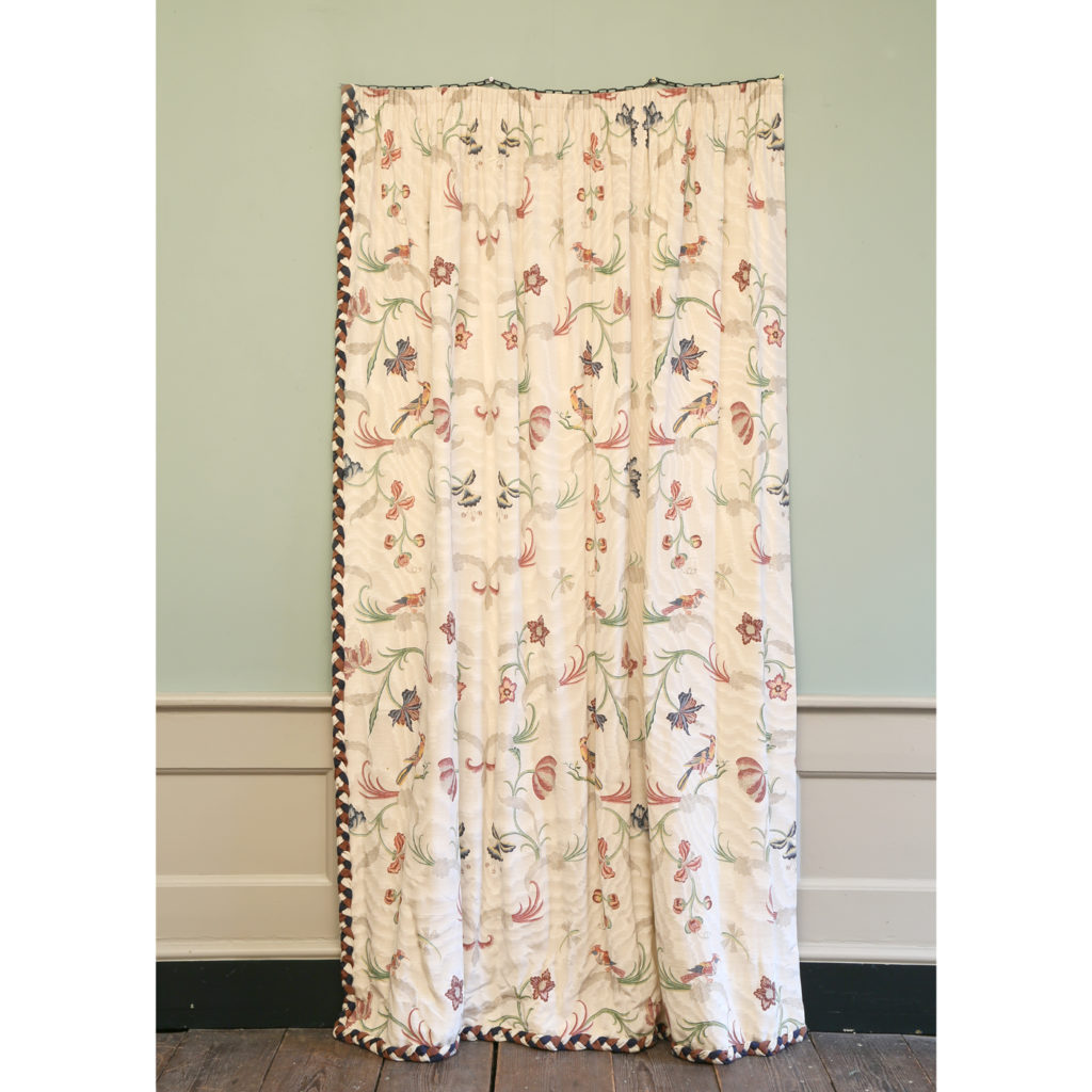 One pair of printed silk twill curtains,-86987