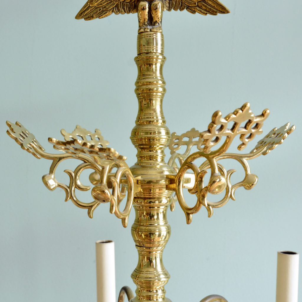 A Dutch style brass six branch chandelier,-88224