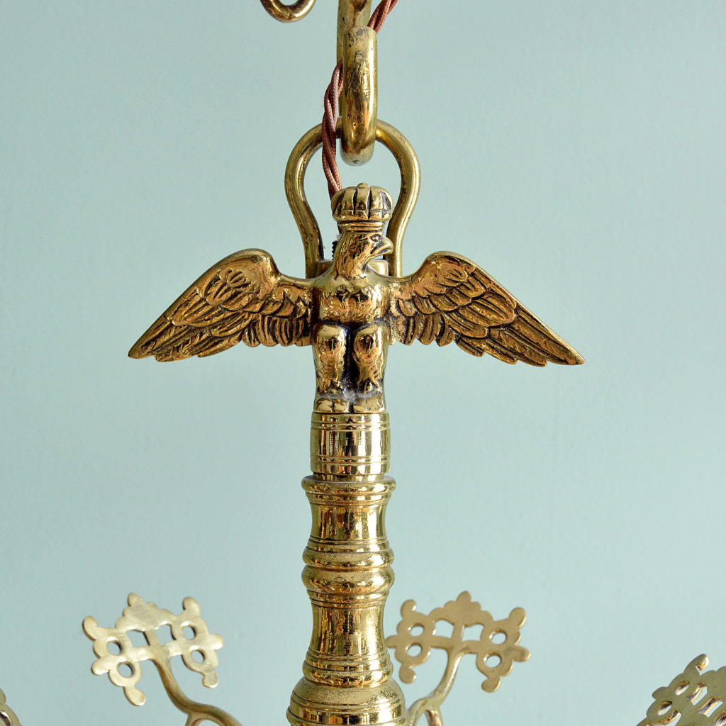 A Dutch style brass six branch chandelier,-88223