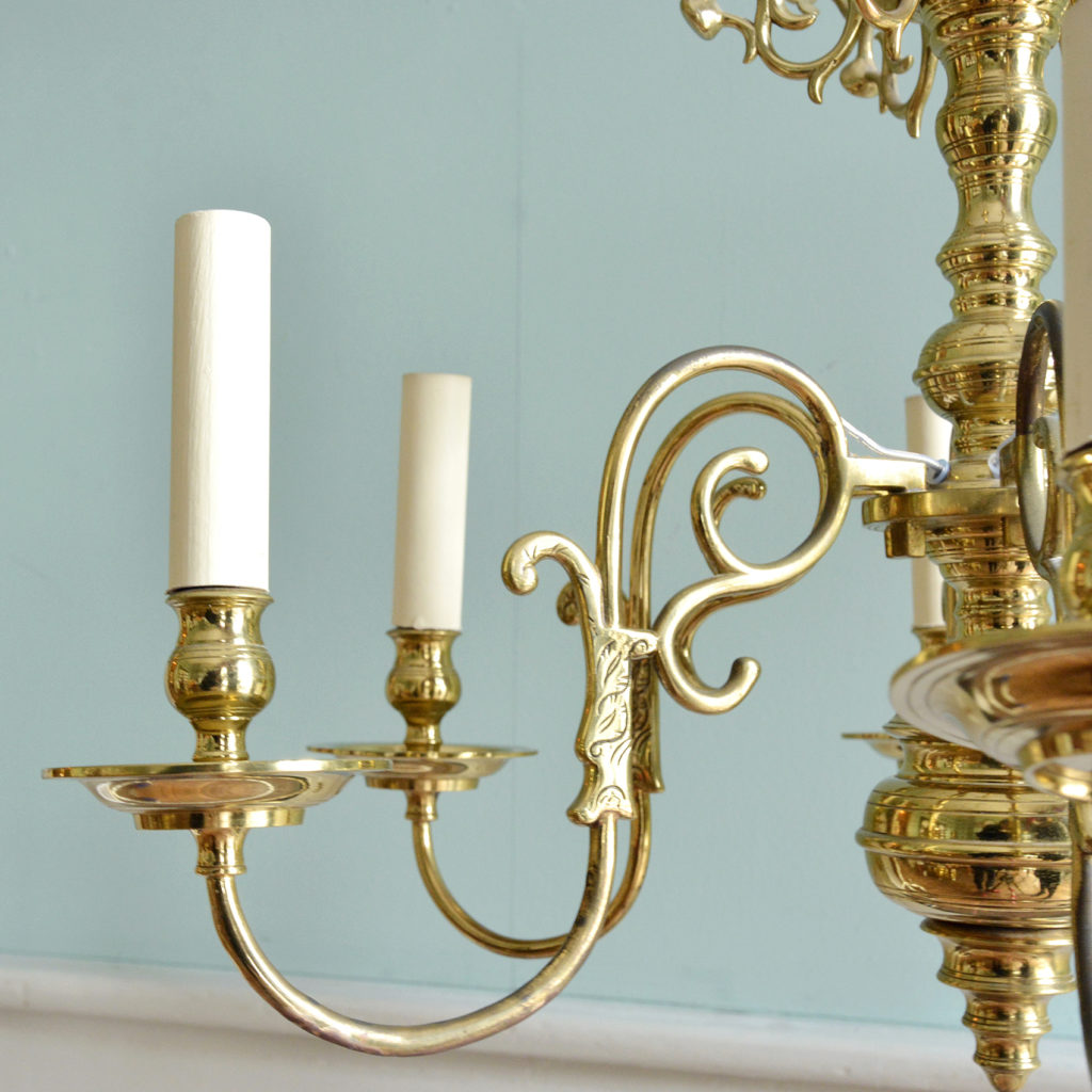 A Dutch style brass six branch chandelier,-88226