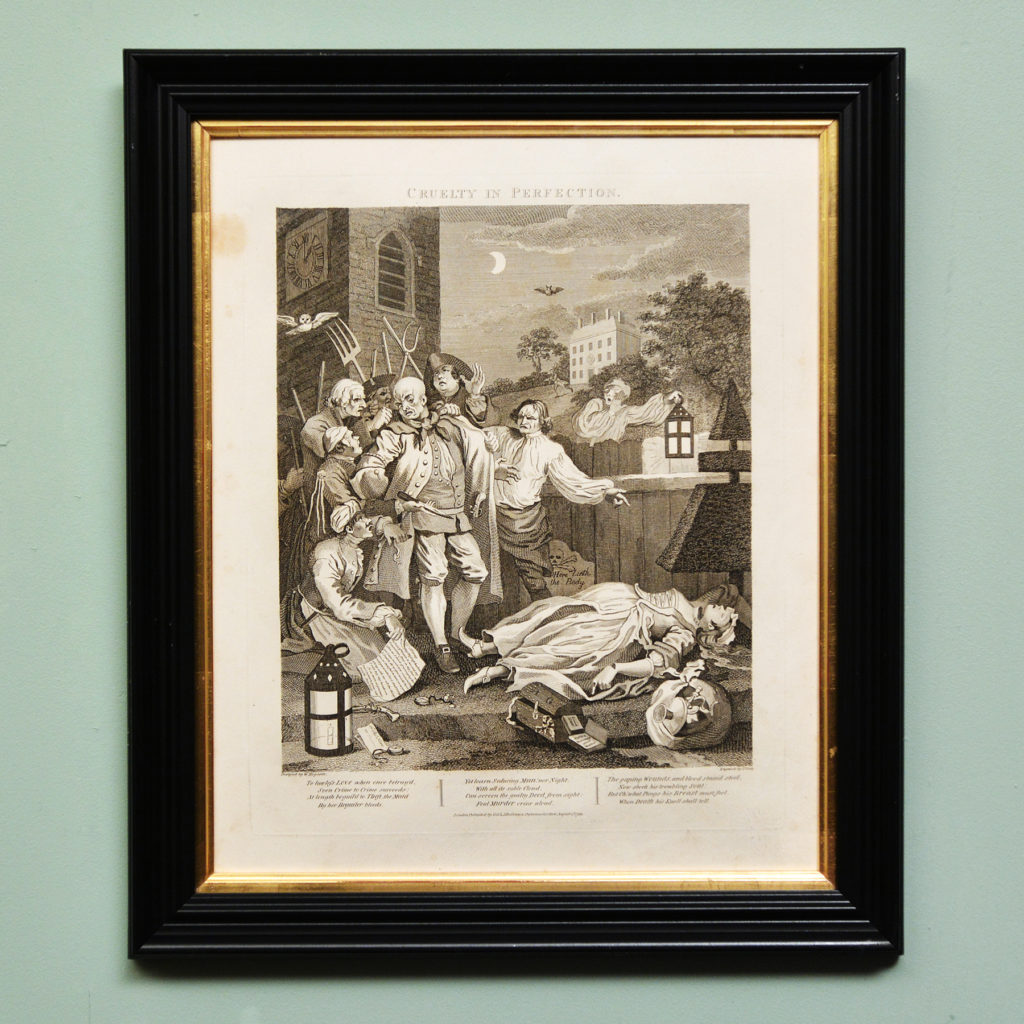The Four Stages of Cruelty after William Hogarth. A set of four copper-engraved prints-87598