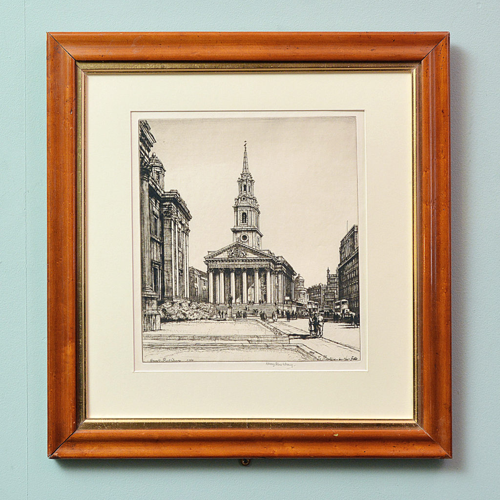 St Martins in the Fields, a framed etching by Henry Rushbury-0
