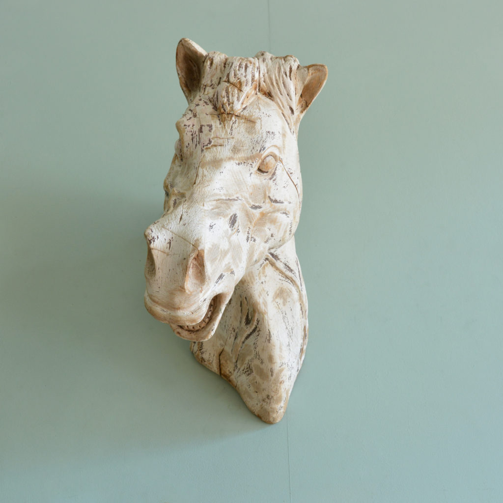 A French carved wood horse's head,-88916