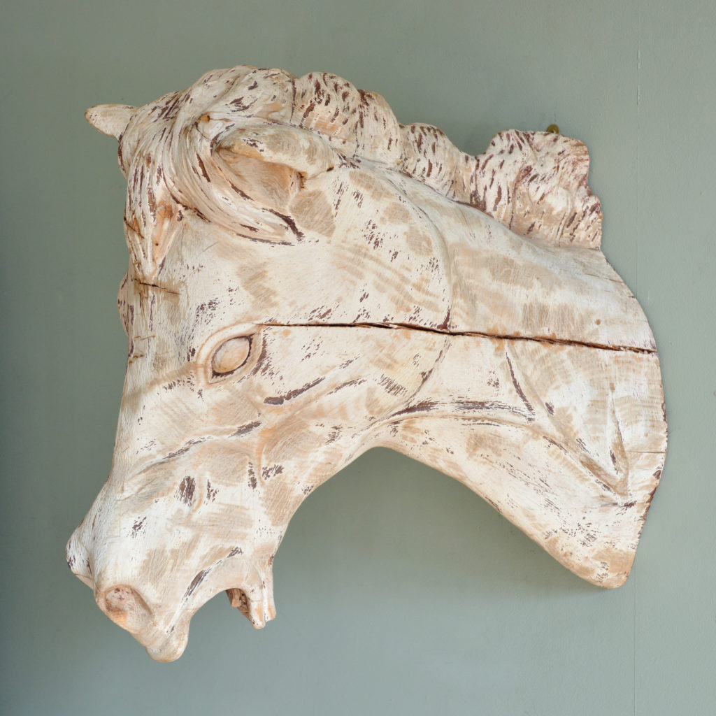 A French carved wood horse's head,-88918