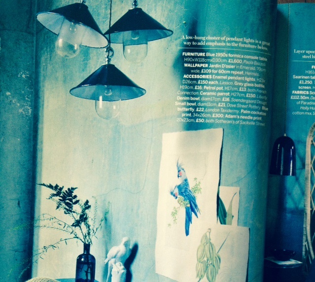 Blue enamel pendant lights at LASSCO Brunswick House