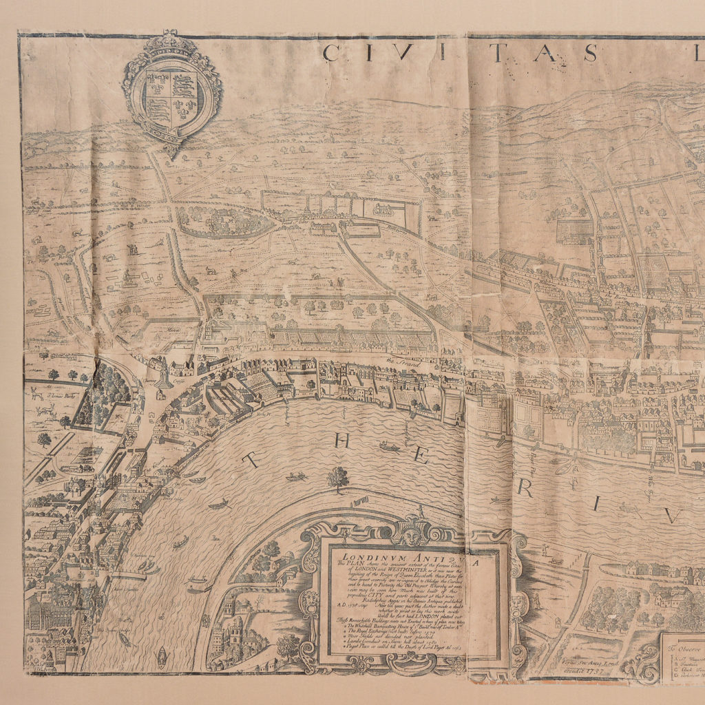 Framed bird’s-eye view showing London in 1560,-89236