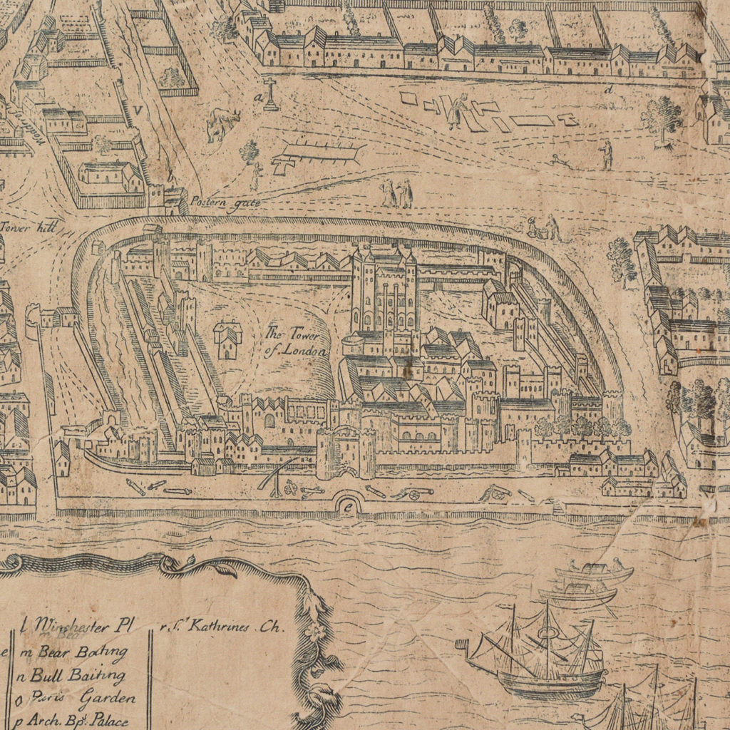 Framed bird’s-eye view showing London in 1560,-89237