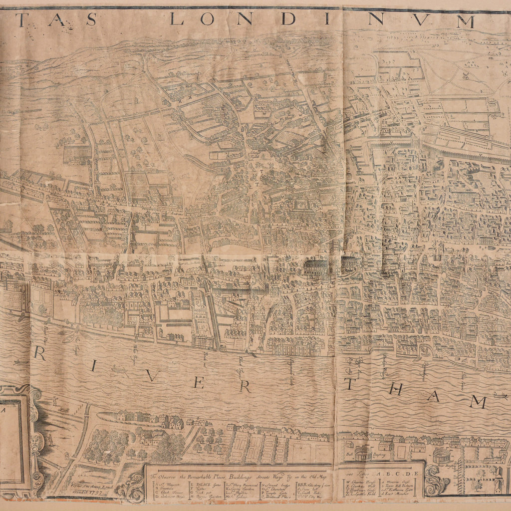 Framed bird’s-eye view showing London in 1560,-89244