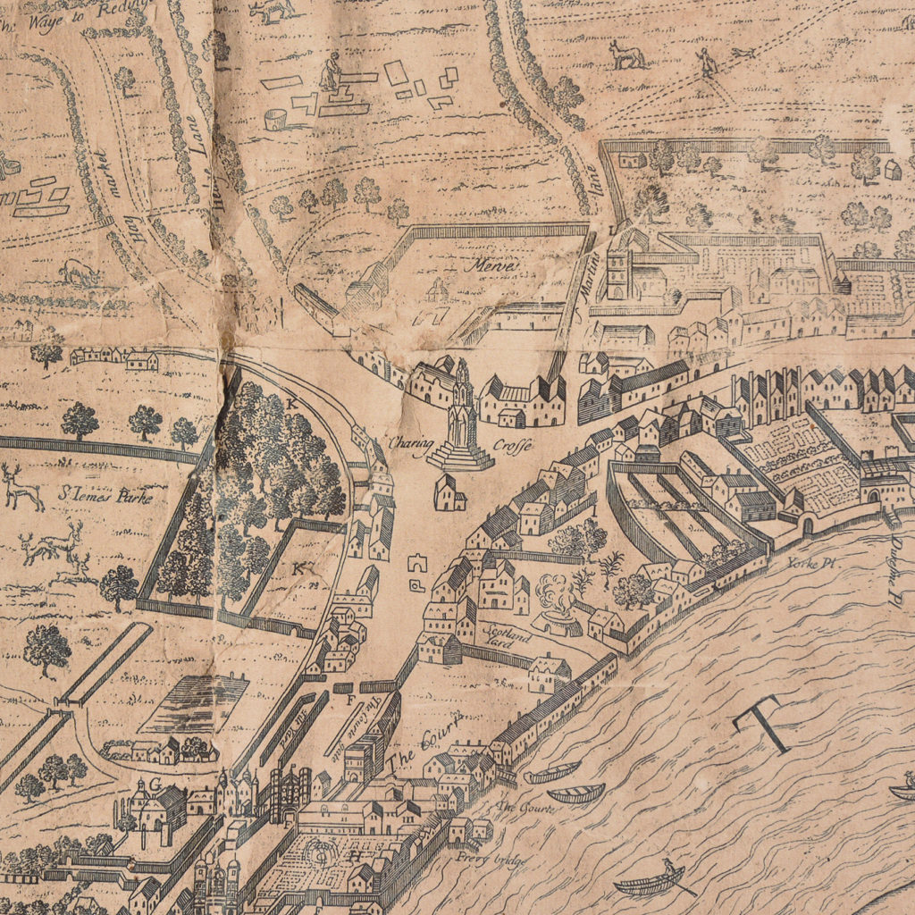 Framed bird’s-eye view showing London in 1560,-89241