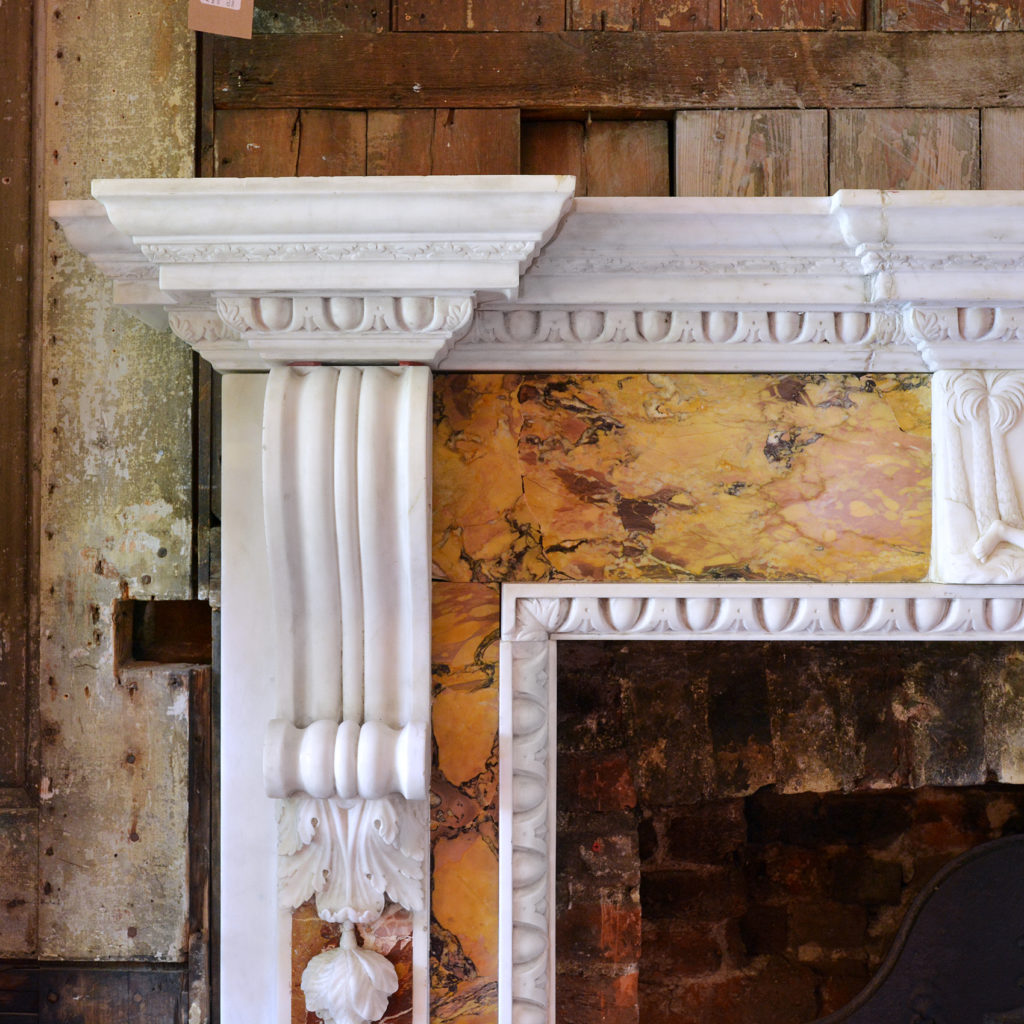 A George II style statuary, sienna and jasper marble chimneypiece,-90720