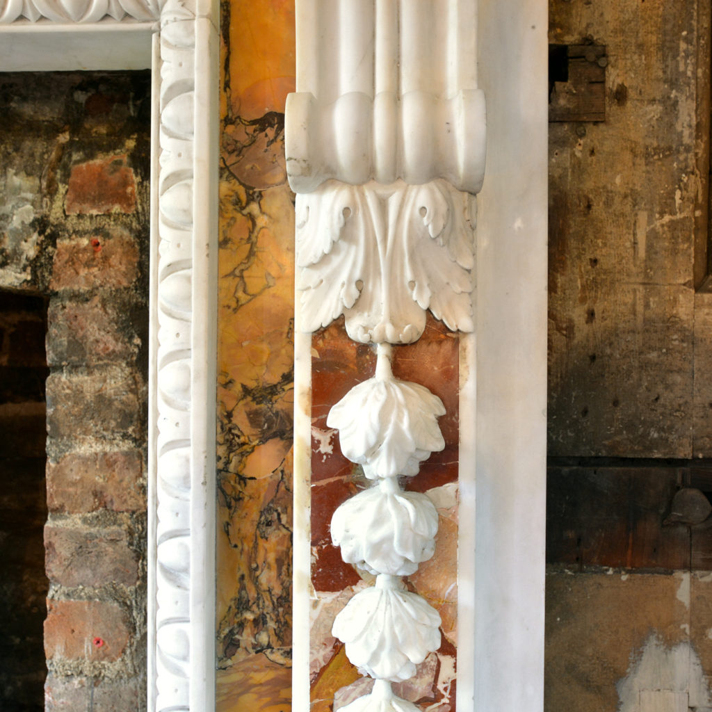 A George II style statuary, sienna and jasper marble chimneypiece,-90724