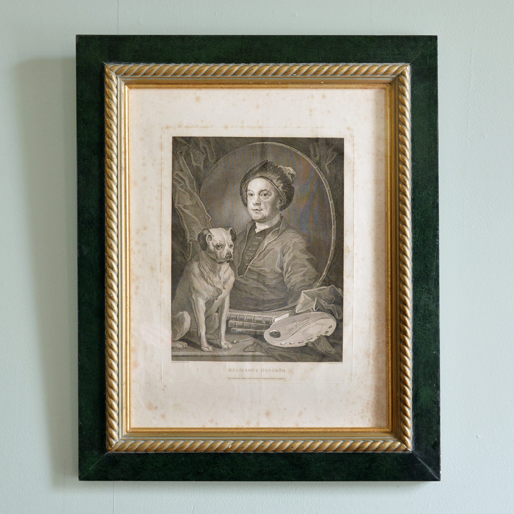 Self portrait with pug, after William Hogarth