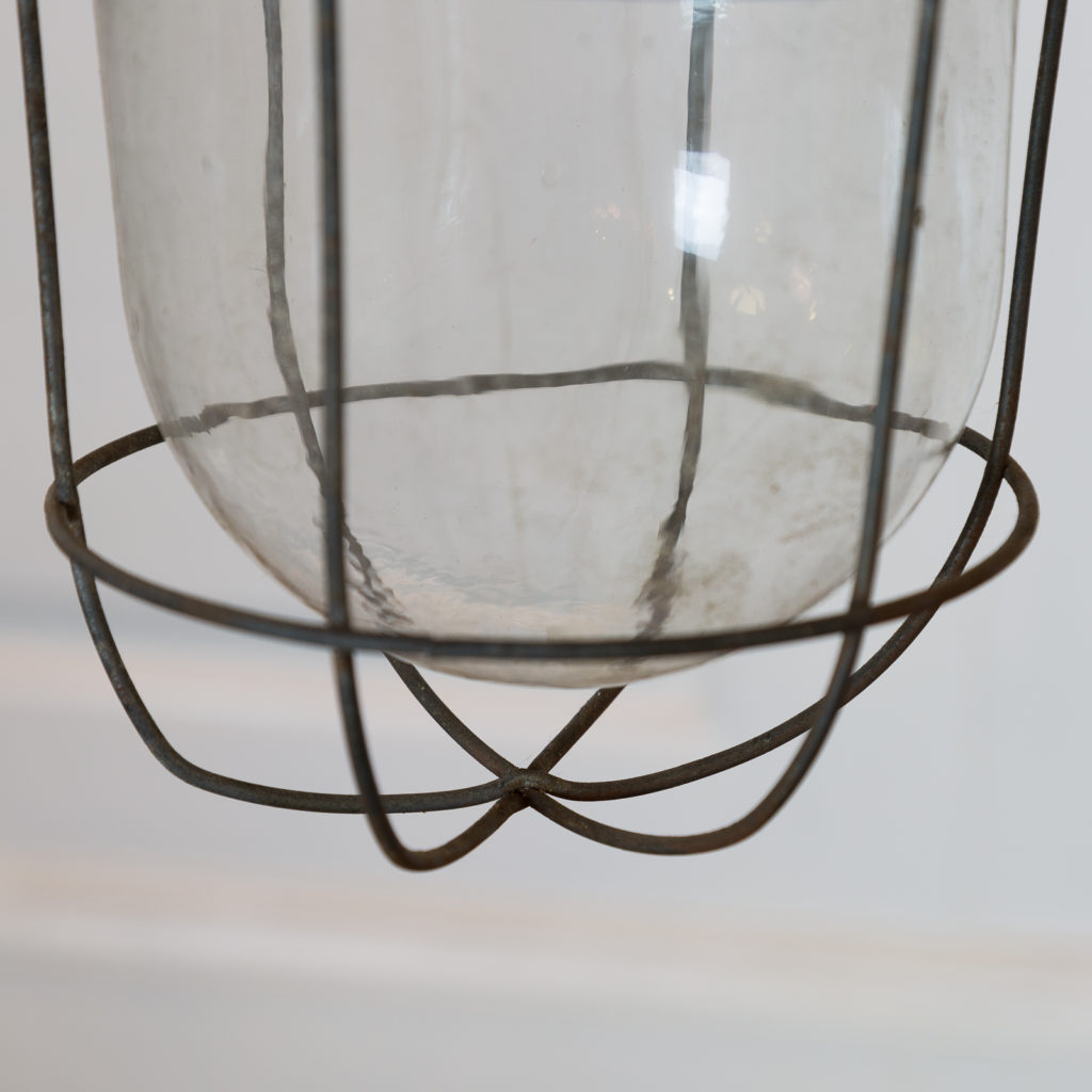 Industrial pendant with long green down stem,-94837