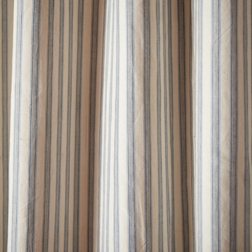 A pair of blue and white 'Ticking' curtains-96801