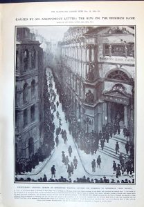 A contemporary Illustrated news piece describing the bank-run