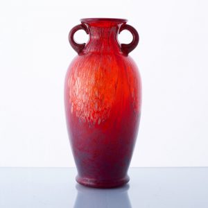 A red Murano 'Cordanato' vase with gold leaf, 1970s