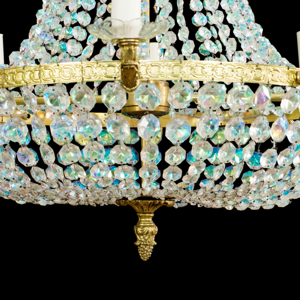 An eight branch iridescent Swarovski crystal chandelier,-99487