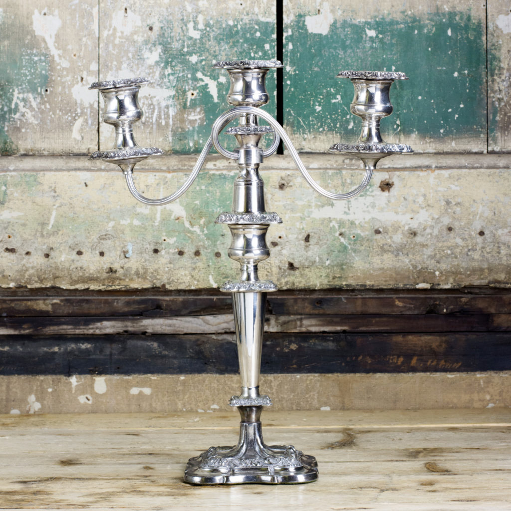 A pair of Victorian Sheffield plate candelabra,-100332