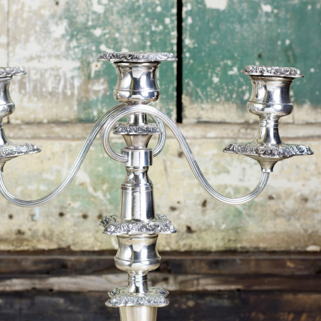 A pair of Victorian Sheffield plate candelabra,-100336