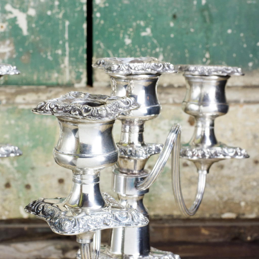 A pair of Victorian Sheffield plate candelabra,-100339