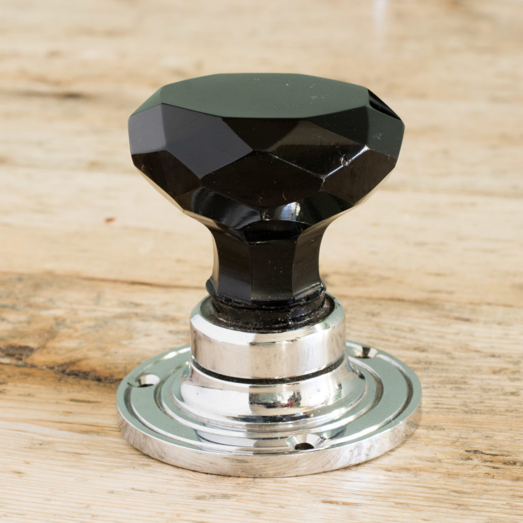 Black glass and chrome door knobs,-100135