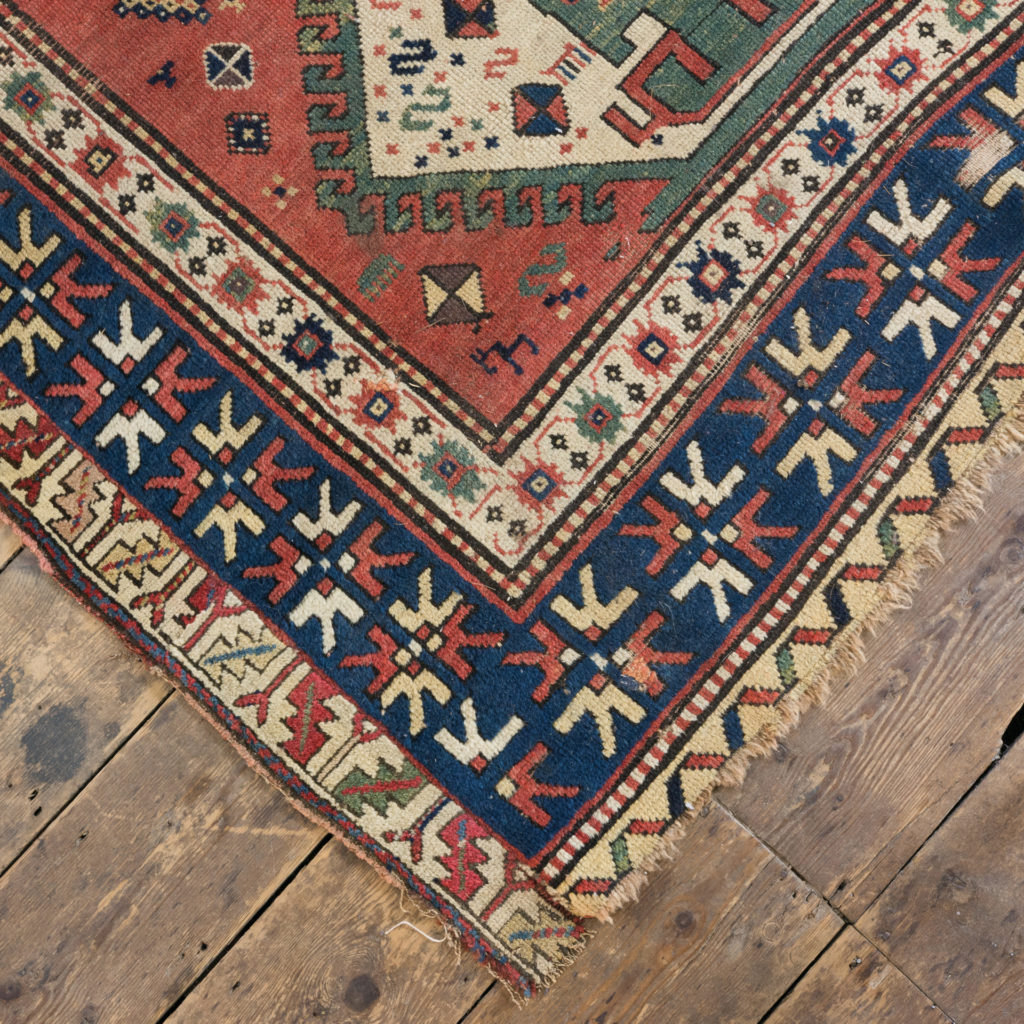 An antique Caucasian Kazak carpet,-100021