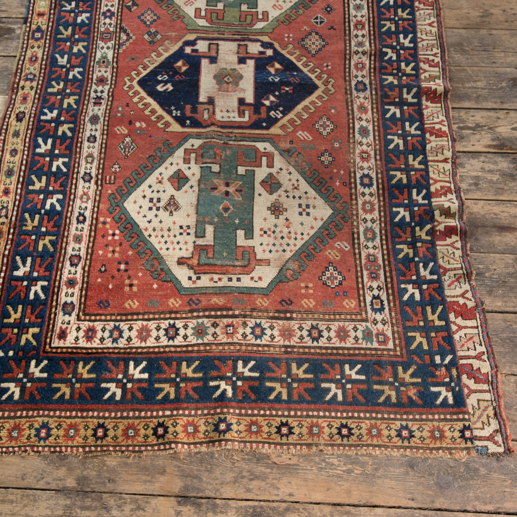 An antique Caucasian Kazak carpet,-100019