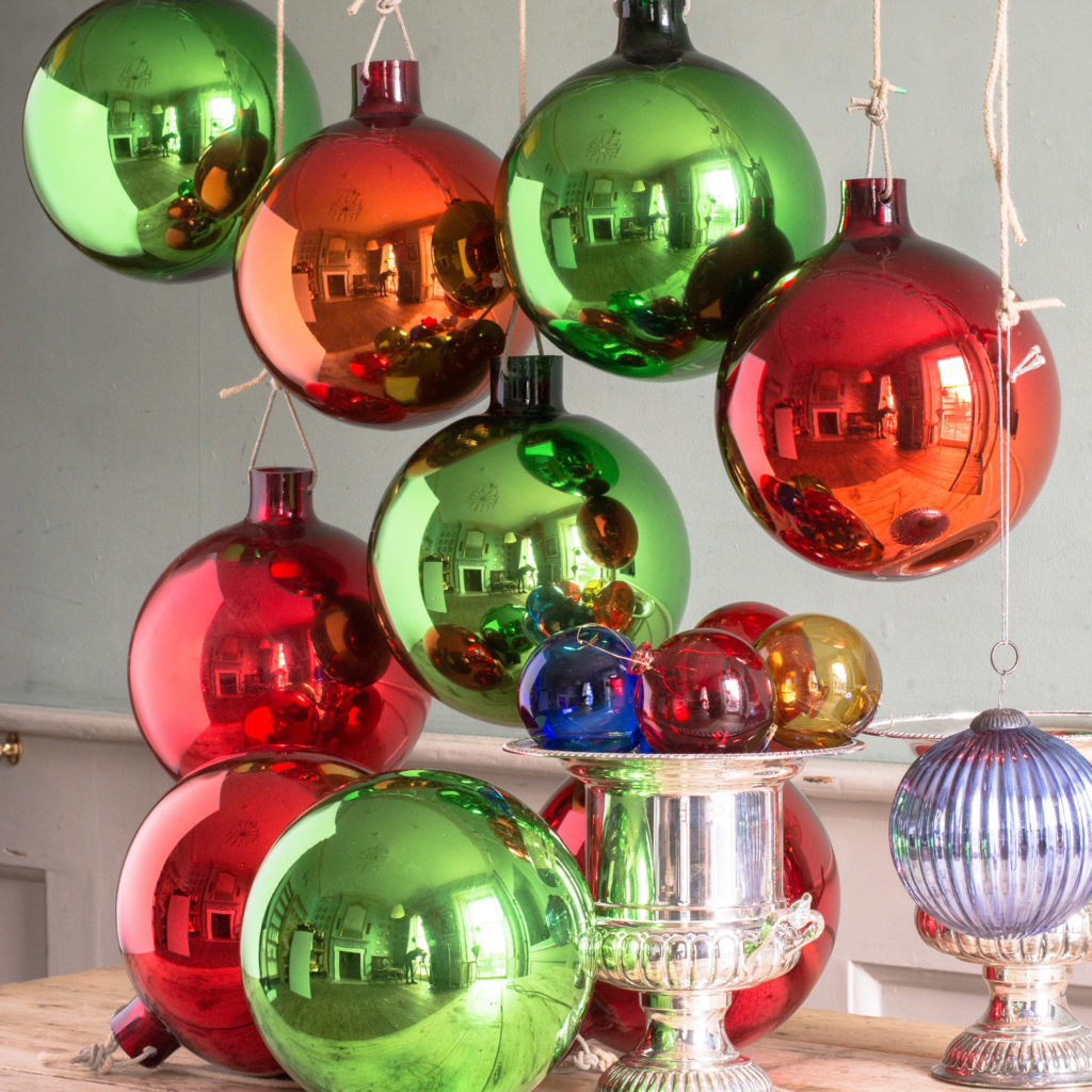 Large hand blown coloured glass Christmas baubles,-100045