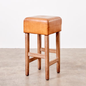 Contemporary oak and tan leather bar stool,-0