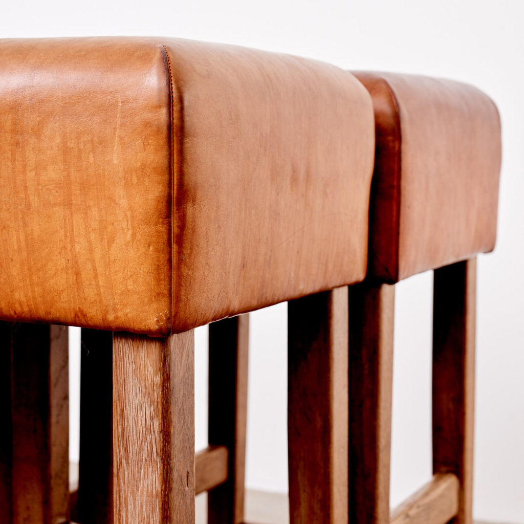 Contemporary oak and tan leather bar stool,-101039