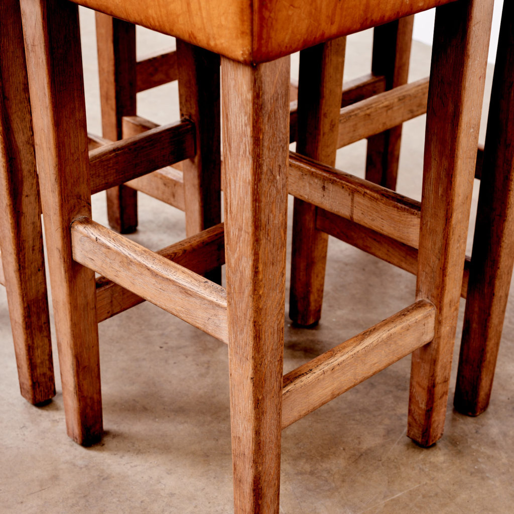 Contemporary oak and tan leather bar stool,-101037