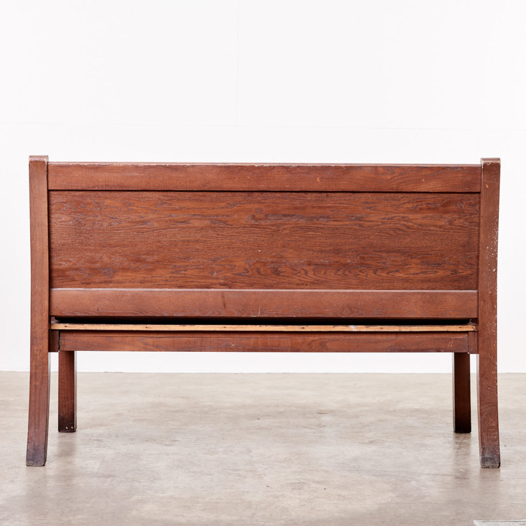 Oak bench with leather seat,-101124