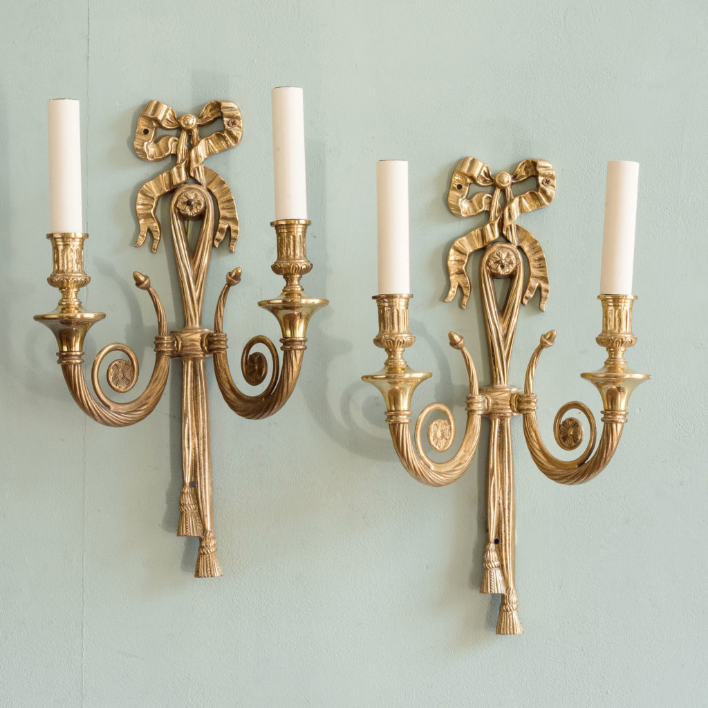 Louis XVI style brass wall lights