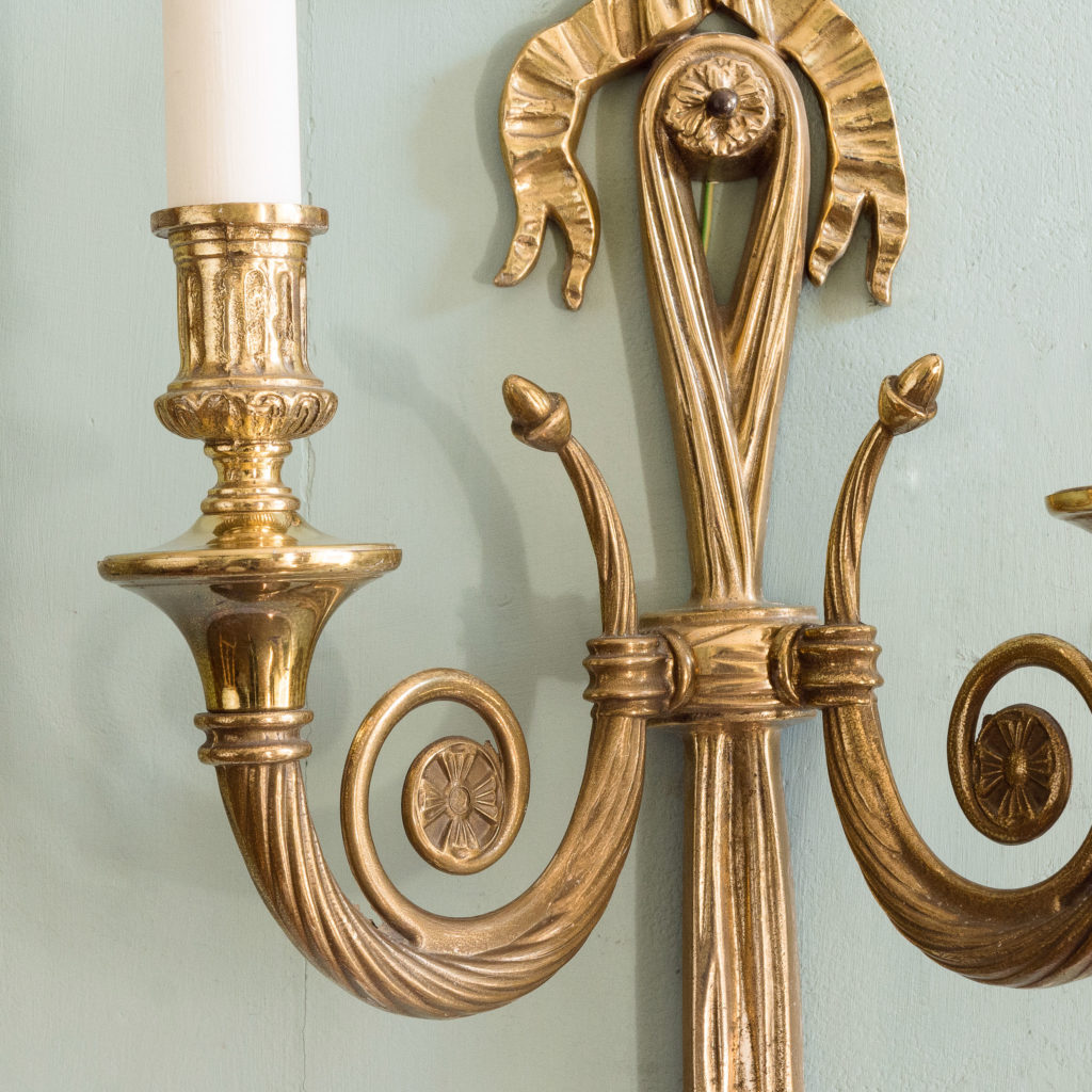 Louis XVI style brass wall lights,-101428