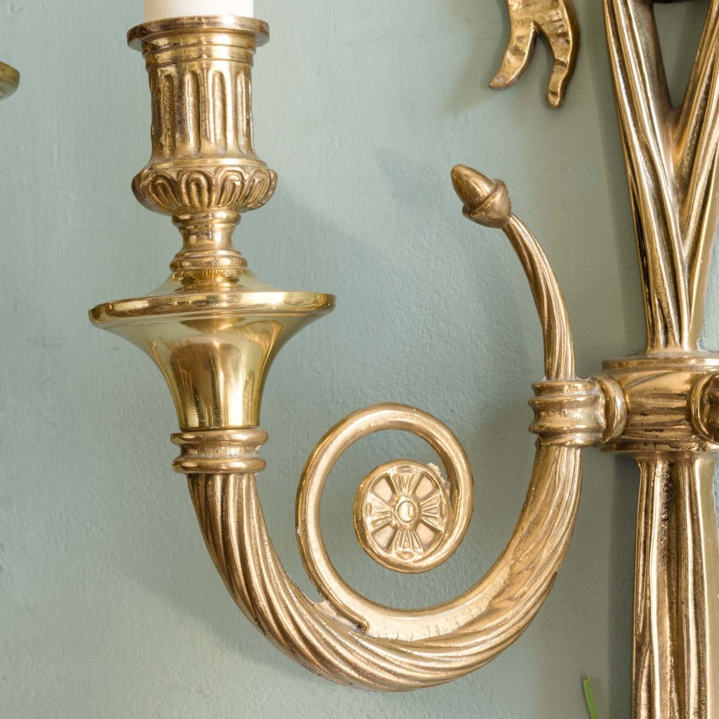 Louis XVI style brass wall lights,-101425