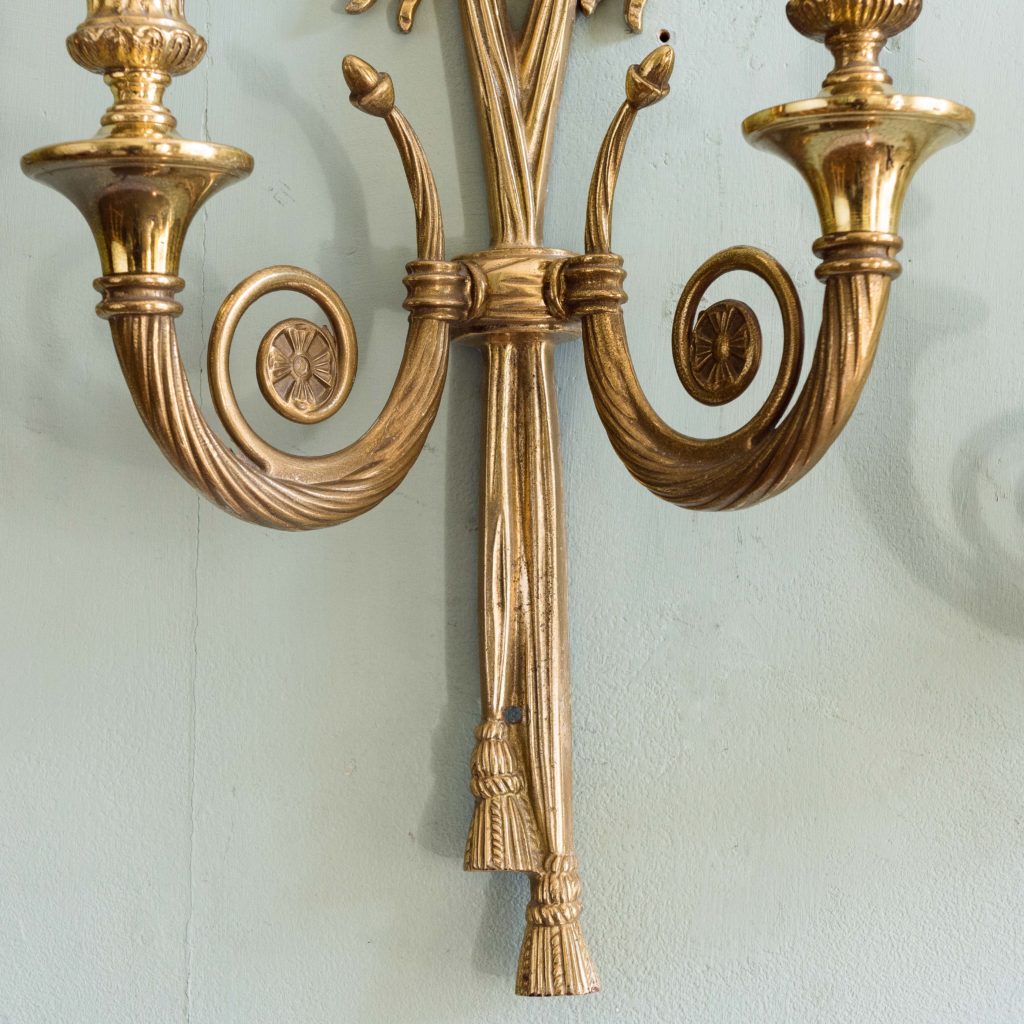 Louis XVI style brass wall lights,-101423