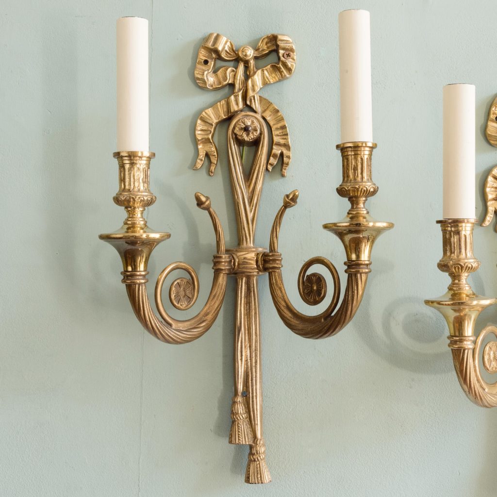 Louis XVI style brass wall lights,-101426