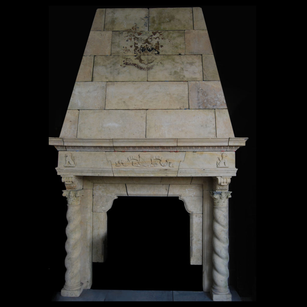 French stone fireplace