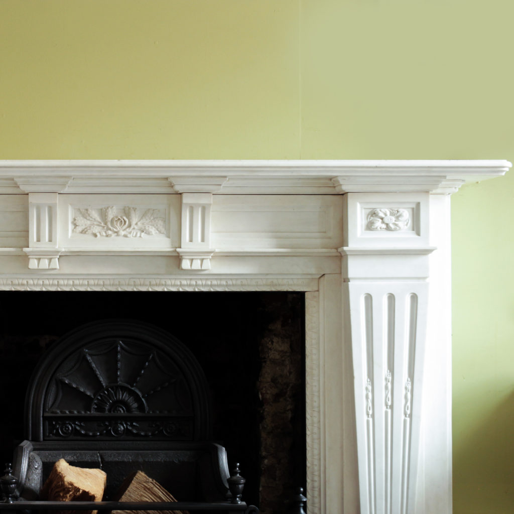 Large late-nineteenth century statuary marble chimneypiece,-102747