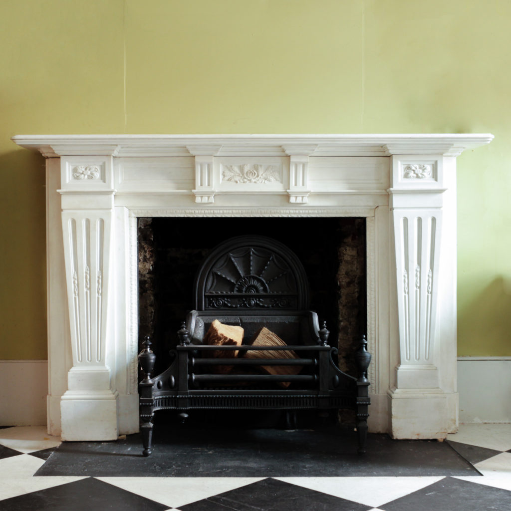 Large late-nineteenth century statuary marble chimneypiece,-0