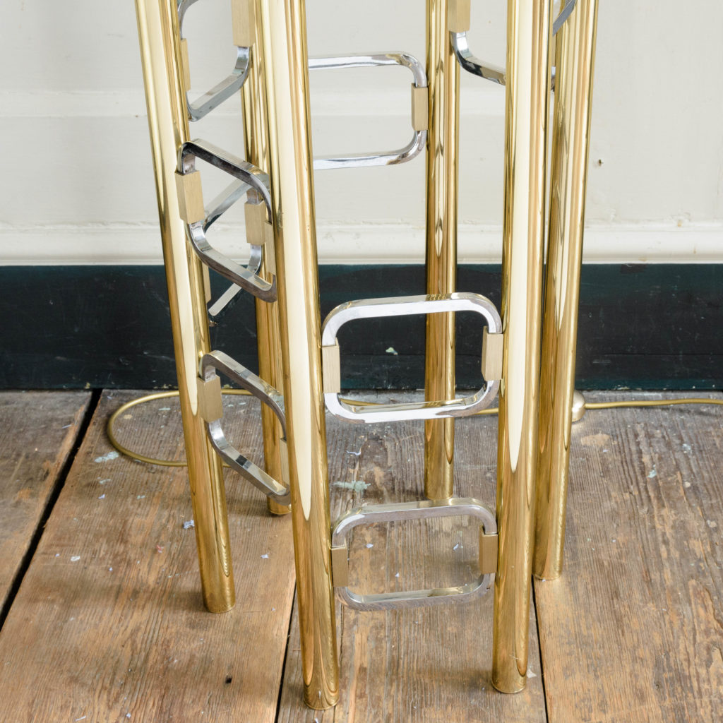 Graduated tubular brass and chrome floor lamp,-102446