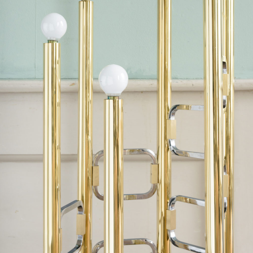 Graduated tubular brass and chrome floor lamp,-102443