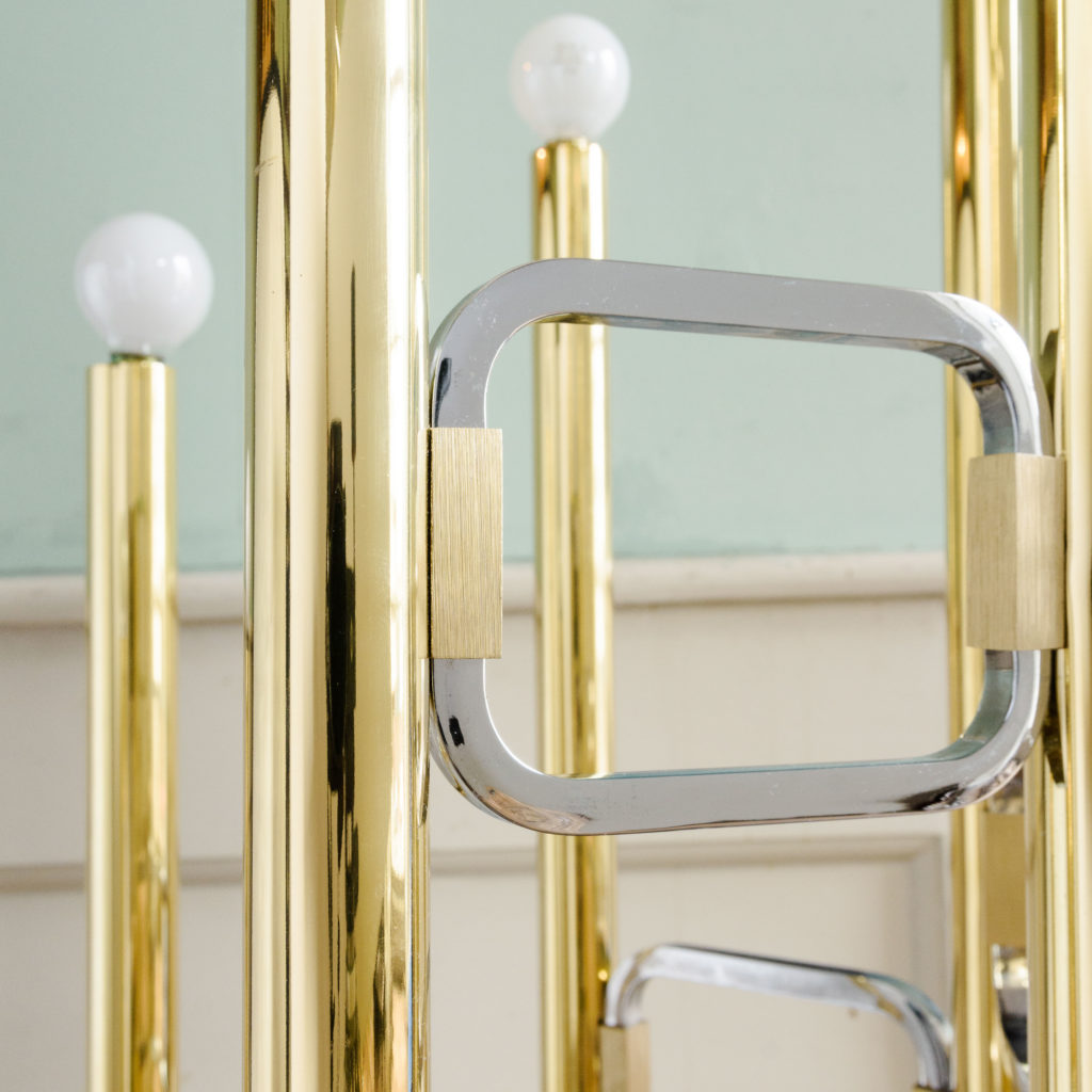 Graduated tubular brass and chrome floor lamp,-102447