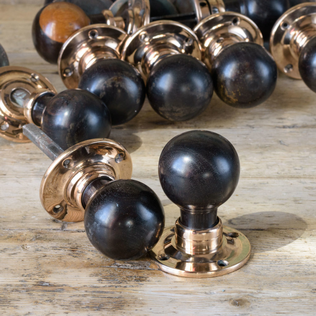 1920s spherical ebony door knobs,-103441