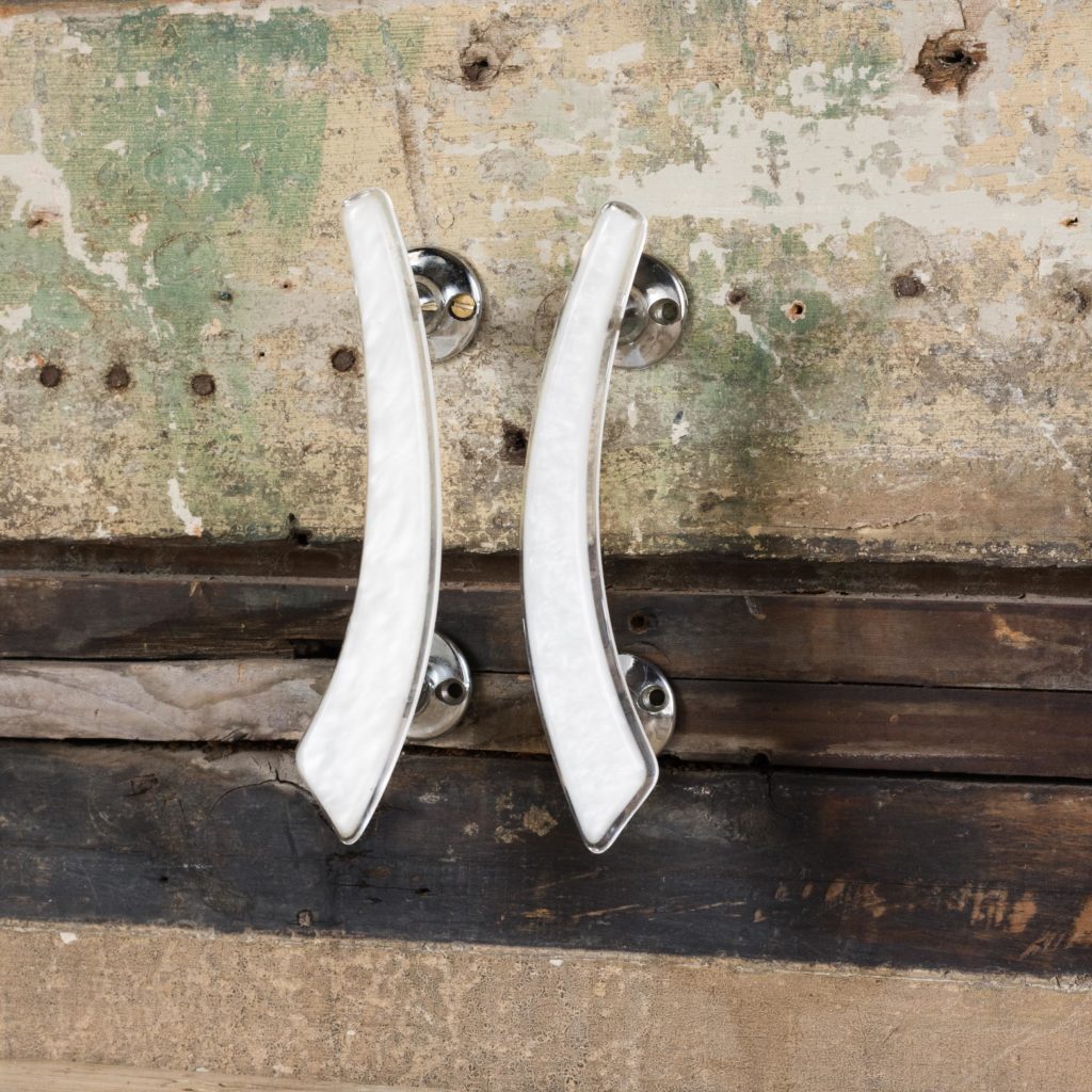 Pair of modern acrylic 'retro' cupboard handles,-0